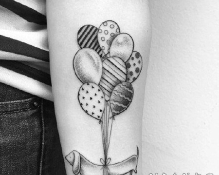 关于气球的小清新纹身作品赏析