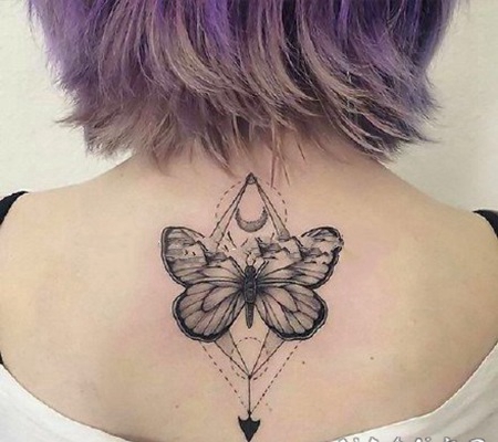 适合女生的小清新彩色小蝴蝶纹身图