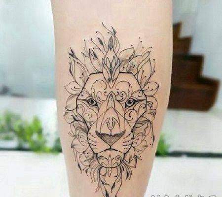 狮子线条：漂亮的适合狮子座的线条狮子纹身图案