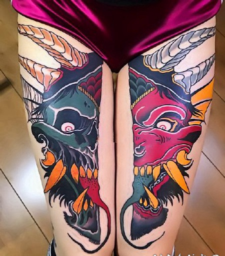 彩色般若：很漂亮的彩色般若纹身图案