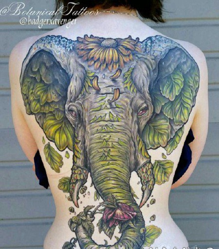 霸气的大象和象神纹身作品图案