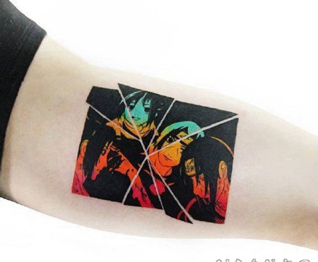 彩色拼接风格的个性纹身图