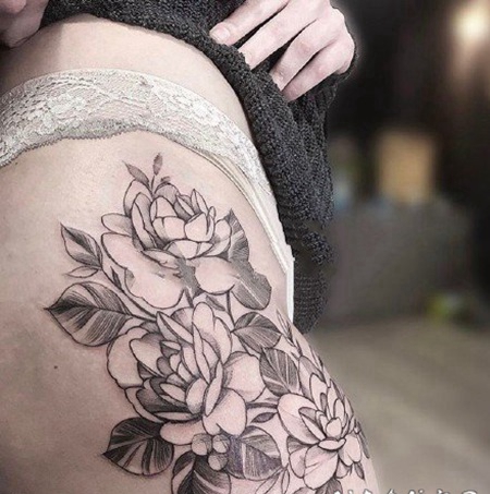 扫针花卉植物纹身素花图片