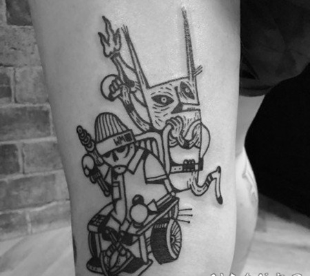 山猫纹身：创意的黑灰山猫纹身图片