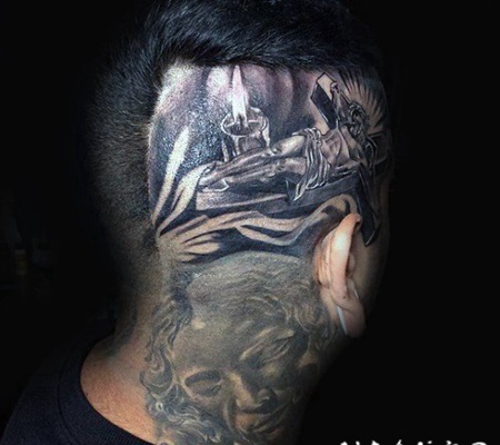 头部纹身图案 个性而又张扬的头部纹身图案