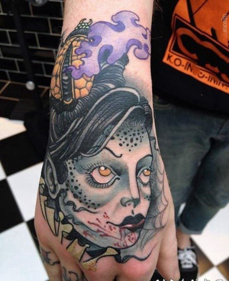 手背纹身 技巧性十足的手背纹身图案