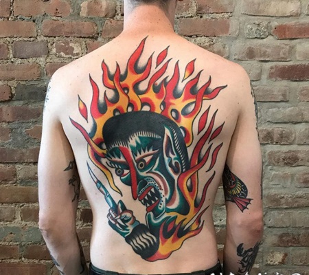 妖魔鬼怪纹身 男人纹身彩绘和黑白灰风格妖魔鬼怪纹身凶猛纹身图案