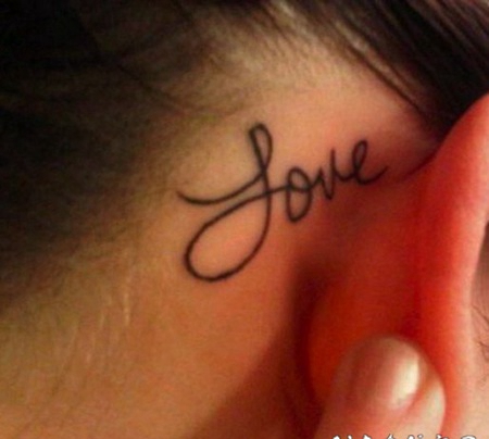 纹身耳朵 极简创意的耳朵小纹身图案