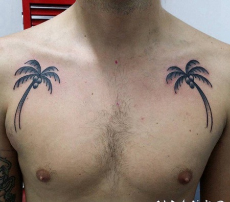 椰树纹身图案 小清新文艺纹身素描椰树纹身图案