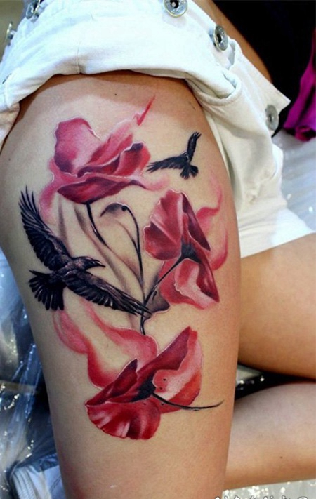 罂粟花纹身图片 妖艳却又致命的罂粟花纹身图案