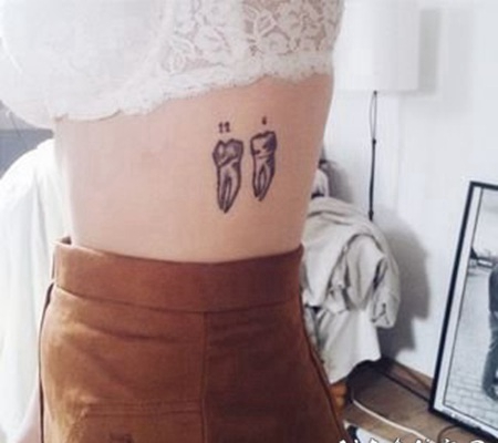 牙齿图案纹身 趣味十足的牙齿纹身图案