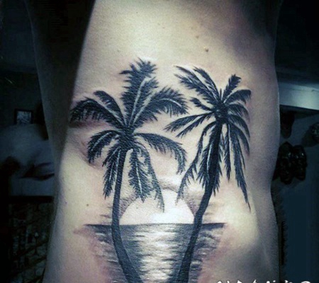 棕榈树纹身图案 根深叶茂的棕榈树纹身图案