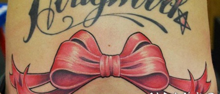 蕾丝蝴蝶结纹身 少女心十足的蕾丝蝴蝶结纹身图案