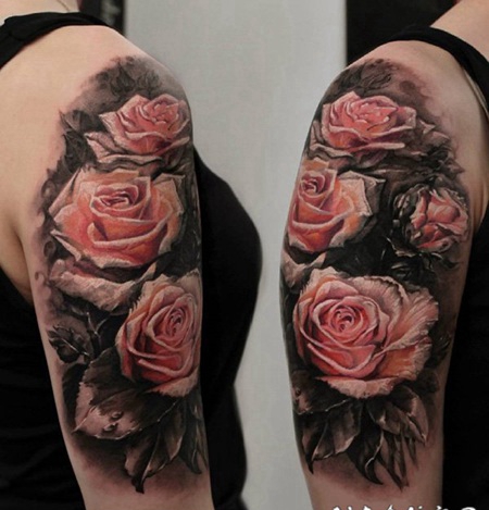 玫瑰纹身图 娇艳多姿的玫瑰纹身图案
