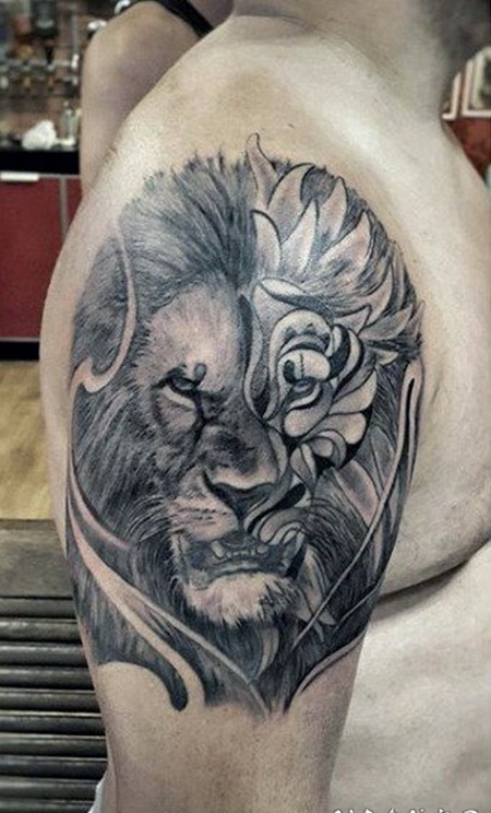 狮子 纹身图案 气势十足的狮子纹身图案