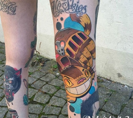 龙猫巴士，帅气可爱的school风格卡通纹身