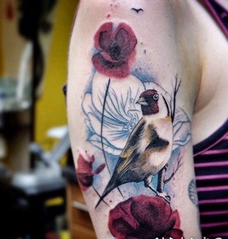 罂粟花纹身图片 娇艳而又迷人的罂粟花纹身图案