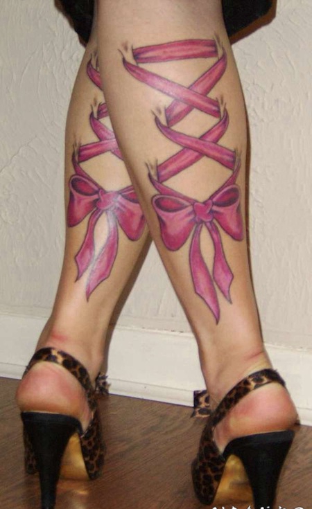 蝴蝶结纹身图 少女心十足的蝴蝶结纹身图案