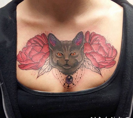 小猫咪纹身 创意而又可爱的小猫咪纹身图案