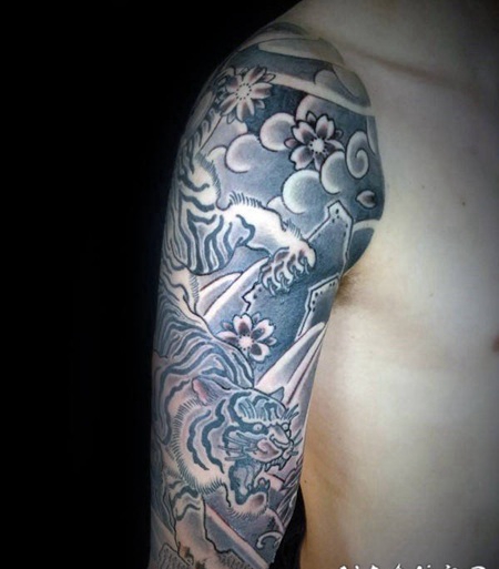 樱花 纹身图案 花色迷人的樱花纹身图案