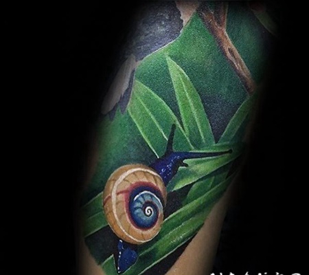 蜗牛纹身图案 施施而行的蜗牛纹身图案