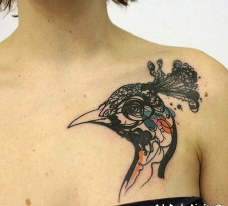 孔雀纹身图片 唯美的孔雀纹身图案