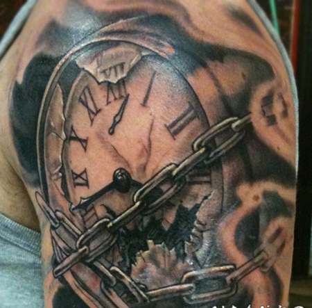 钟表纹身图案 工艺复杂的钟表纹身图案