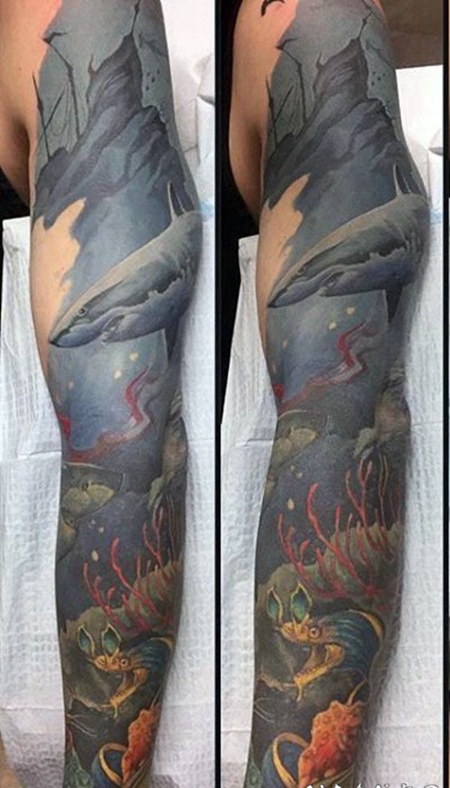 鲨鱼纹身图 写实的鲨鱼纹身图案