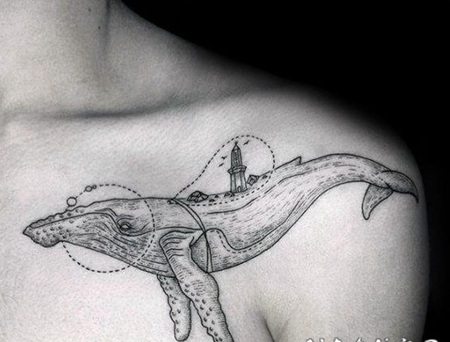 纹身鲸鱼 时尚而又不失灵动的鲸鱼纹身图案