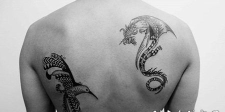 纹身鸟 娇小可爱的蜂鸟纹身图案