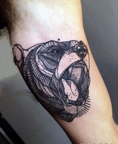 熊纹身 凶猛而又不失呆萌的熊纹身图案