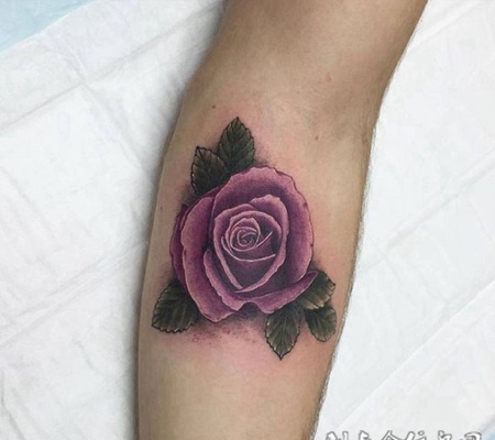淡紫情缘，手臂唯美紫色玫瑰创意纹身