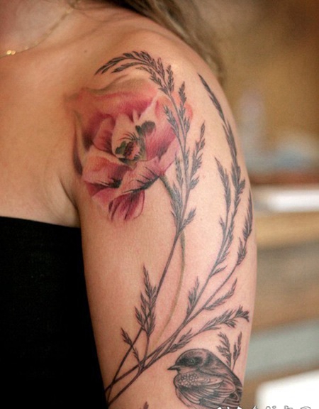 罂粟纹身 唯美却致命的罂粟纹身图案