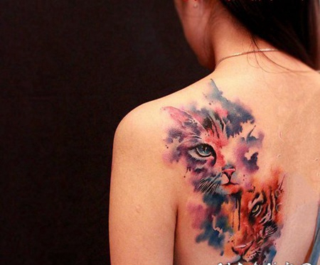 小猫咪纹身 设计感十足的小猫咪纹身图案