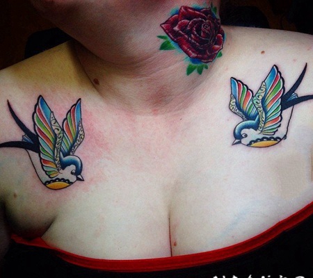 纹身鸟 小巧灵动的麻雀纹身图案