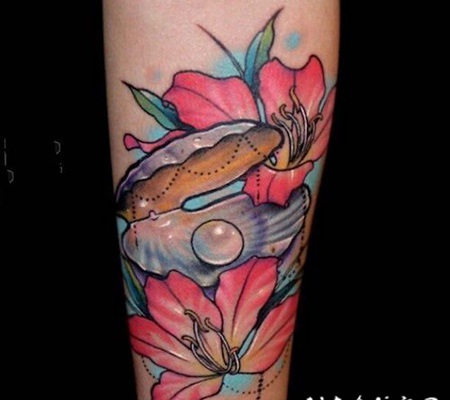 贝壳图案纹身 唯美新颖的贝壳纹身图案