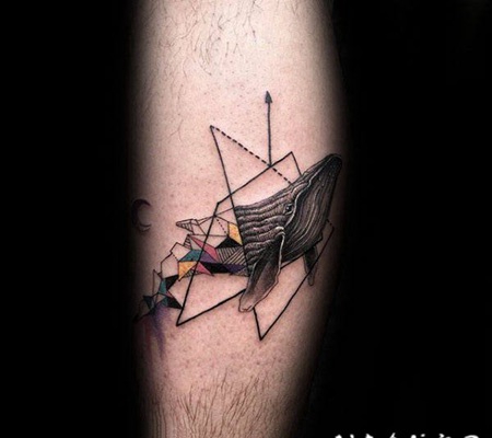 纹身鲸鱼 设计巧妙的鲸鱼纹身图案