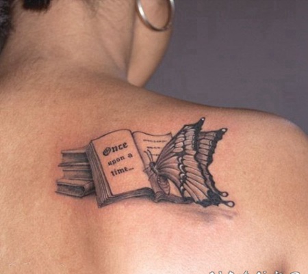 纹身书籍 黑灰与几何交汇的书籍纹身图片