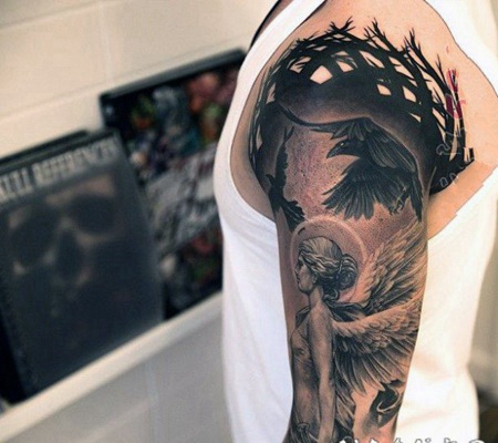 乌鸦纹身图 个性设计的乌鸦纹身图案