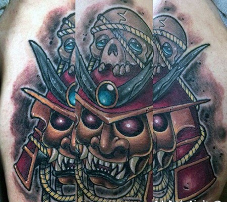 日本武士纹身 彩绘的日本武士纹身图案