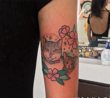 小猫咪纹身 设计风格各异的小猫咪纹身图案