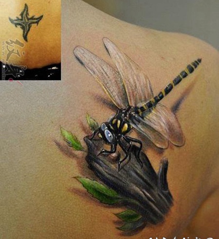 蜻蜓纹身图案 清新十足的蜻蜓纹身图案