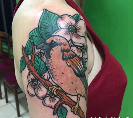 纹身鸟 小巧可爱的麻雀燕子等小鸟纹身图案