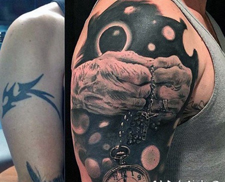 祈祷之手纹身图 虔诚祈祷的祈祷之手纹身图案