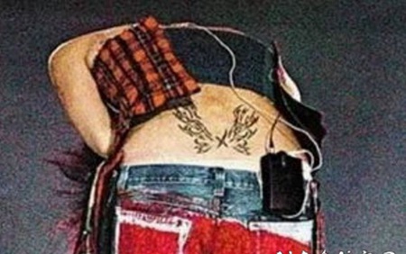 王菲的纹身 明星腰部黑色的翅膀纹身图片