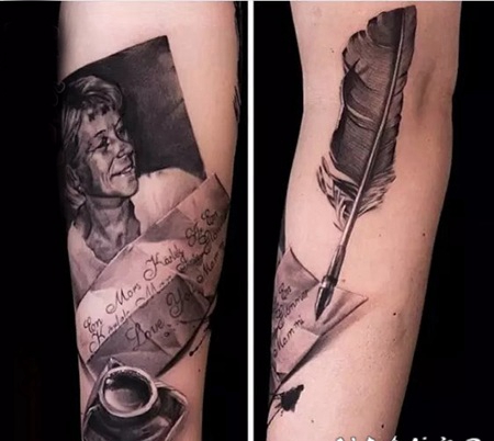 余文乐的纹身 明星手臂上人物和信纹身图片