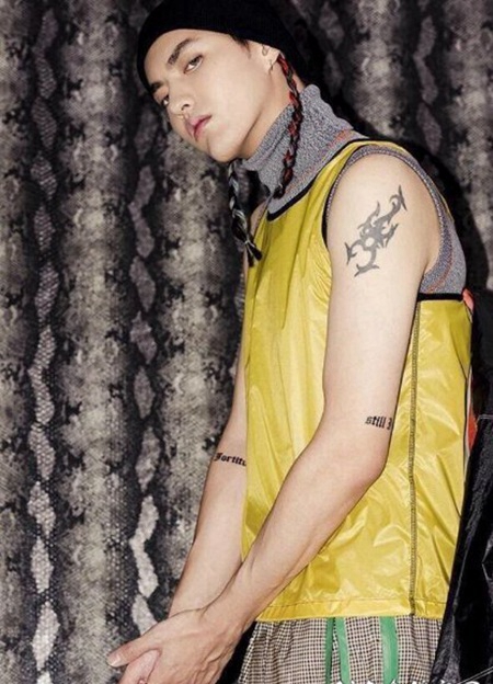 吴亦凡纹身图案 明星手臂上蝎子和英文纹身图片
