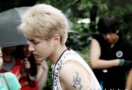 吴亦凡纹身图案 明星手臂上黑色的蝎子纹身图片