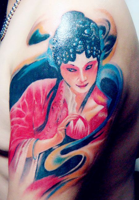 戏子青衣花旦纹身图案