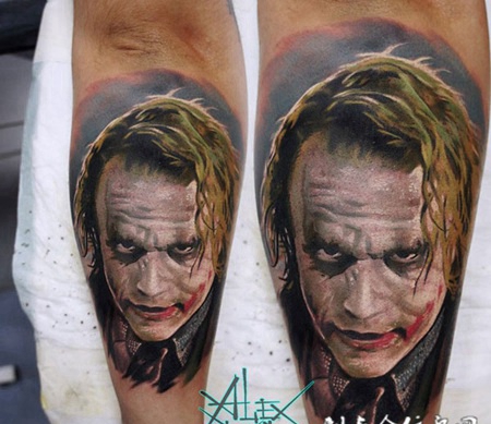 罪恶化身，手臂小丑肖像创意纹身